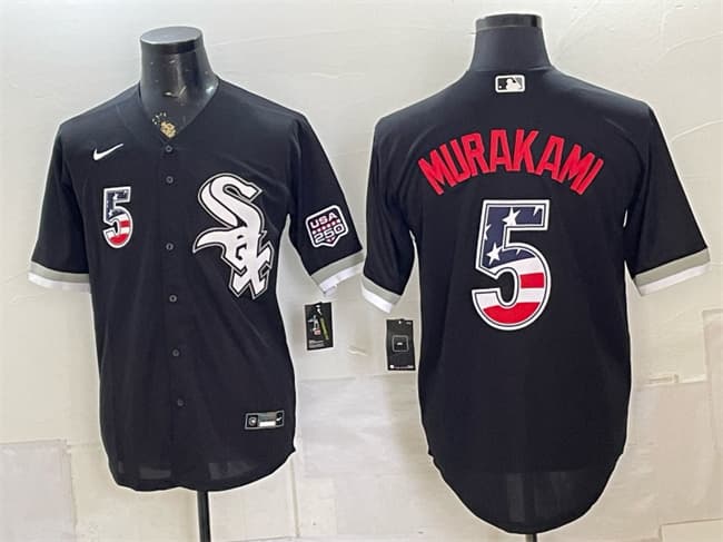 Chicago White Sox #5 Munetaka Murakami Black 2026 USA 250 Fourth of July Stitched Baseball Jersey