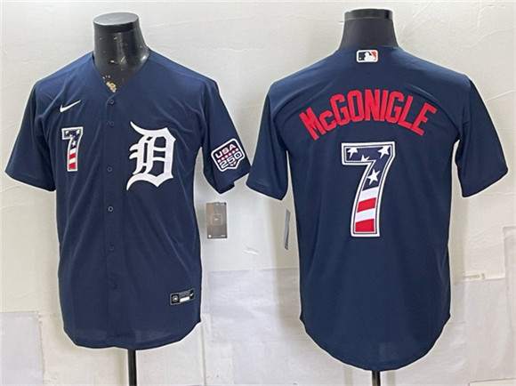 Detroit Tigers #7 Kevin McGonigle Navy 2026 USA 250 Fourth of July Stitched Baseball Jersey