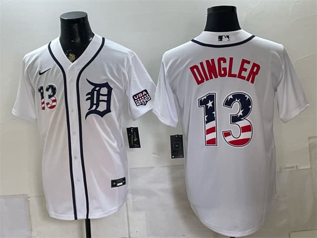 Detroit Tigers #13 Dillon Dingler White 2026 USA 250 Fourth of July Stitched Baseball Jersey