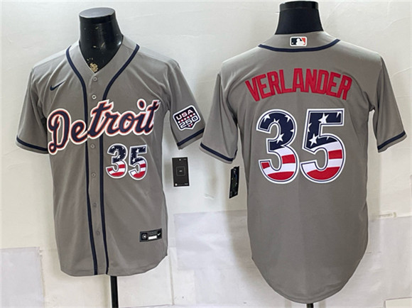 Detroit Tigers #35 Justin Verlander Gray 2026 USA 250 Fourth of July Stitched Baseball Jersey