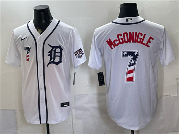 Detroit Tigers #7 Kevin McGonigle White 2026 USA 250 Fourth of July Stitched Baseball Jersey