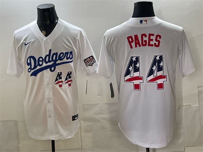 Los Angeles Dodgers #44 Andy Pages White USA 250 Fourth of July Home Stitched Baseball Jersey
