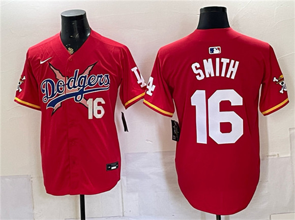 Los Angeles Dodgers x One Piece #16 Will Smith Red Vapor Premier Limited Stitched Baseball Jersey