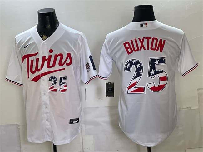 Minnesota Twins #25 Byron Buxton White 2026 USA 250 Fourth of July Stitched Baseball Jersey