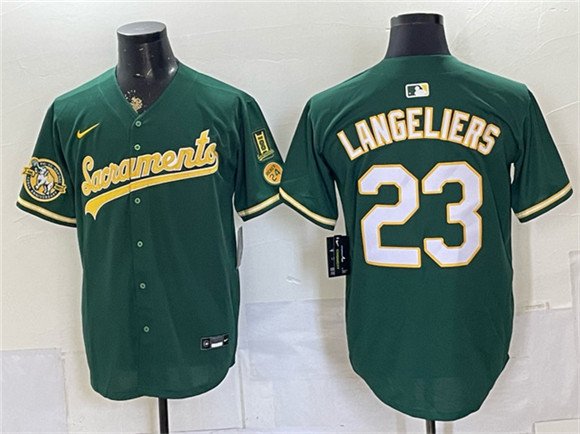 Oakland Athletics #23 Shea Langeliers 2026 Green Alternate Sacramento Celebrating 125 Years Vapor Limited Stitched Baseball Jersey