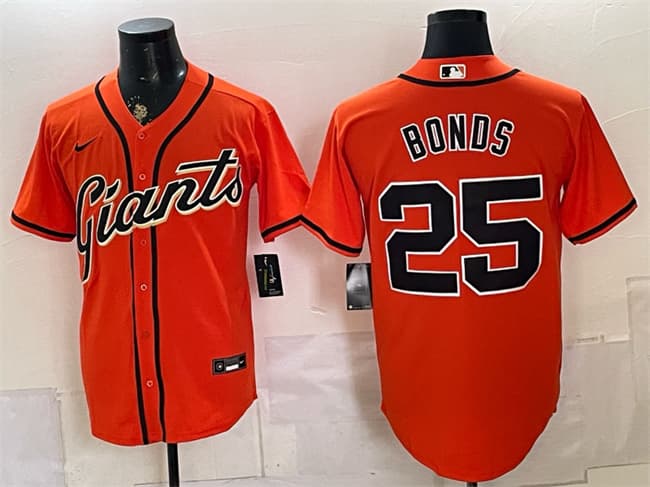 San Francisco Giants #25 Barry Bonds Orange Cool Base Stitched Baseball Jersey