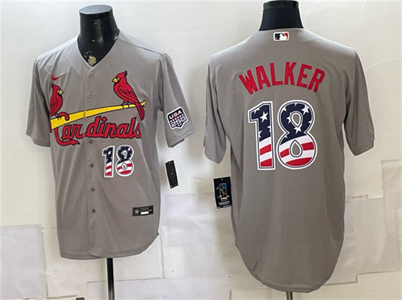 St. Louis Cardinals #18 Jordan Walker Gray USA 250 Fourth of July Stitched Baseball Jersey