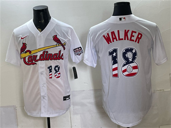 St. Louis Cardinals #18 Jordan Walker White USA 250 Fourth of July Stitched Baseball Jersey St. Louis Cardinals #18 Jordan Walker White USA 250 Fourth of July Stitched Baseball Jersey