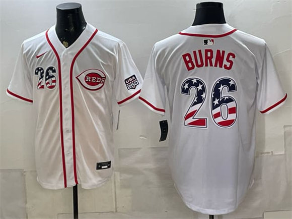 Cincinnati Reds #26 Chase Burns White 2026 USA 250 Fourth of July Home Stitched Jersey