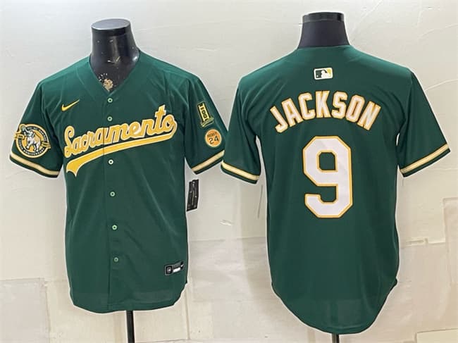 Oakland Athletics #9 Reggie Jackson 2026 Green Alternate Sacramento Celebrating 125 Years Vapor Limited Stitched Baseball Jersey