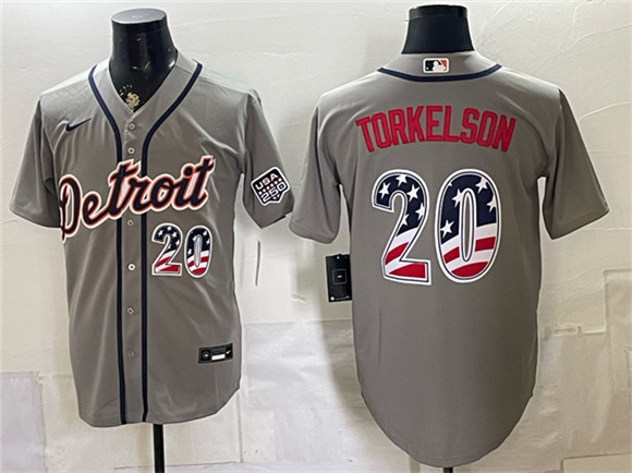 Detroit Tigers #20 Spencer Torkelson Gray 2026 USA 250 Fourth of July Stitched Baseball Jersey