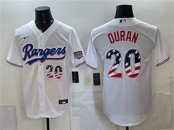 Texas Rangers #20 Ezequiel Duran White 2026 USA 250 Fourth of July Home Stitched Baseball Jersey