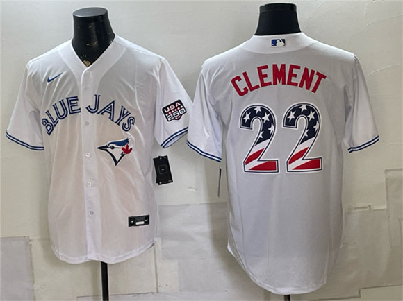 Toronto Blue Jays #22 Ernie Clement White 2026 USA 250 Fourth of July Stitched Baseball Jersey