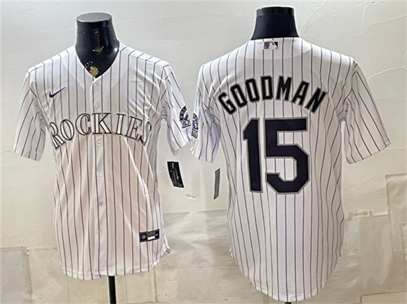 Colorado Rockies #15 Hunter Goodman White Home Stitched Baseball Jersey