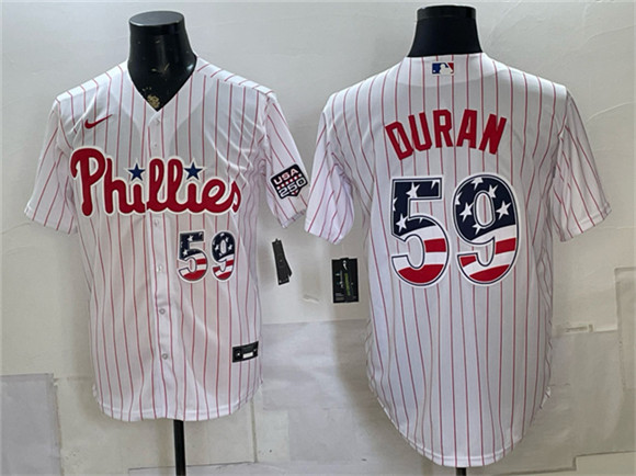Philadelphia Phillies #59 Jhoan Duran White USA 250 Fourth of July Home Stitched Baseball Jersey Philadelphia Phillies #59 Jhoan Duran White USA 250 Fourth of July Home Stitched Baseball Jersey