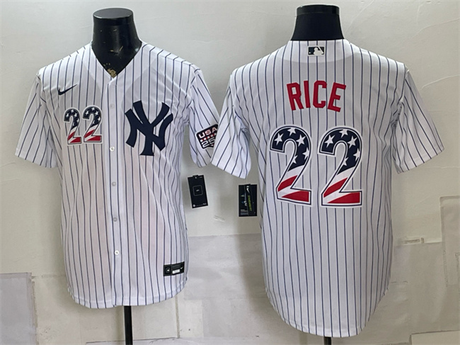 New York Yankees #22 Ben Rice White USA 250 Fourth of July Home Stadium Stitched Baseball Jersey