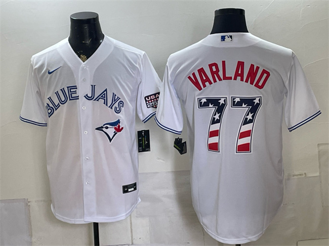 Toronto Blue Jays #77 Louis Varland White 2026 USA 250 Fourth of July Stitched Baseball Jersey