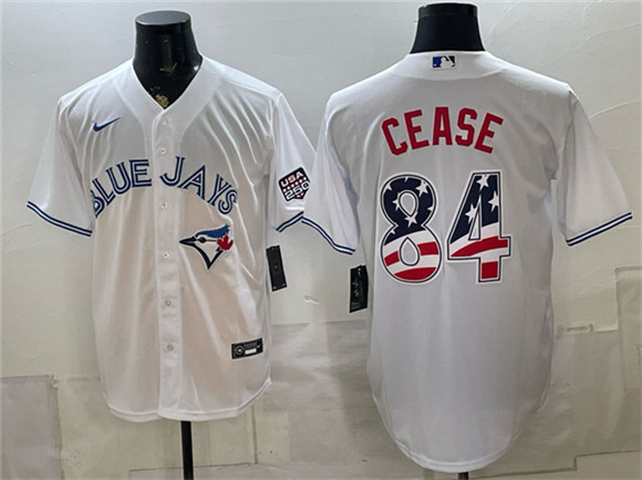 Toronto Blue Jays #84 Dylan Cease White 2026 USA 250 Fourth of July Stitched Baseball Jersey