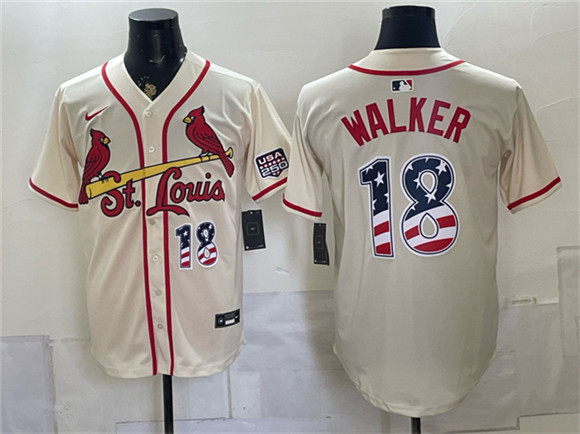 St. Louis Cardinals #18 Jordan Walker Cream USA 250 Fourth of July Stitched Baseball Jersey St. Louis Cardinals #18 Jordan Walker Cream USA 250 Fourth of July Stitched Baseball Jersey