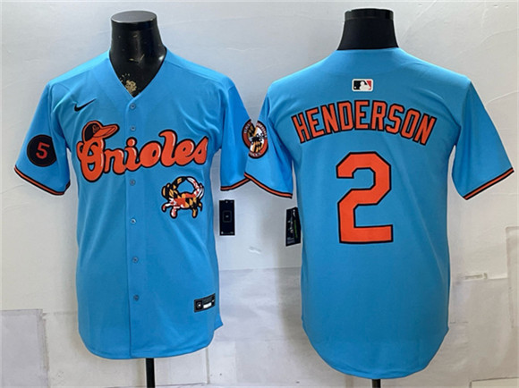 Baltimore Orioles #2 Gunnar Henderson Blue With Patch Vapor Premier Limited Stitched Baseball Jersey