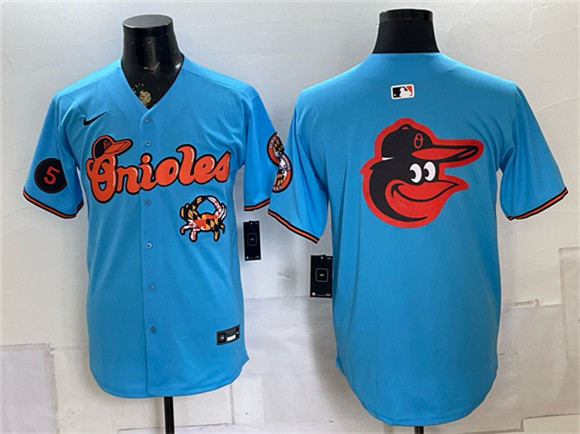Baltimore Orioles Team Big Logo Blue With Patch Vapor Premier Limited Stitched Baseball Jersey