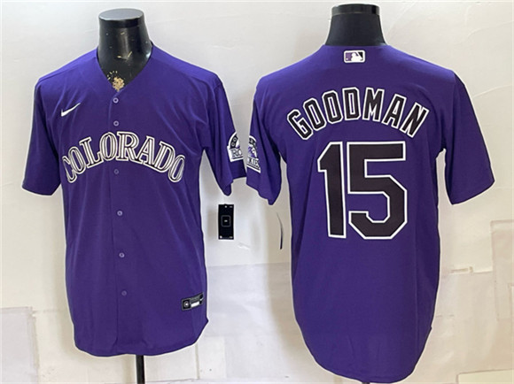 Colorado Rockies #15 Hunter Goodman Purple Stitched Baseball Jersey