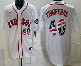 Boston Red Sox #40 Willson Contreras White 2026 USA 250 Fourth of July Home Stitched Jersey
