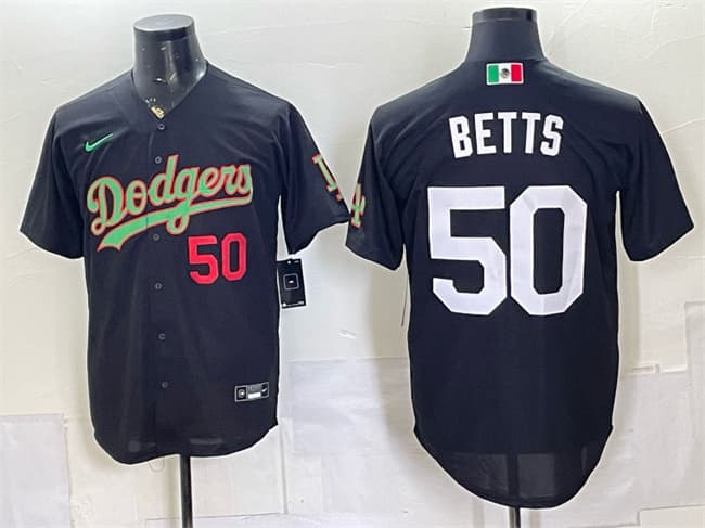 Los Angeles Dodgers #50 Mookie Betts Black Mexico Limited Stitched Baseball Jersey