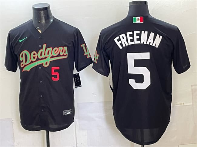 Los Angeles Dodgers #5 Freddie Freeman Black Mexico Limited Stitched Baseball Jersey
