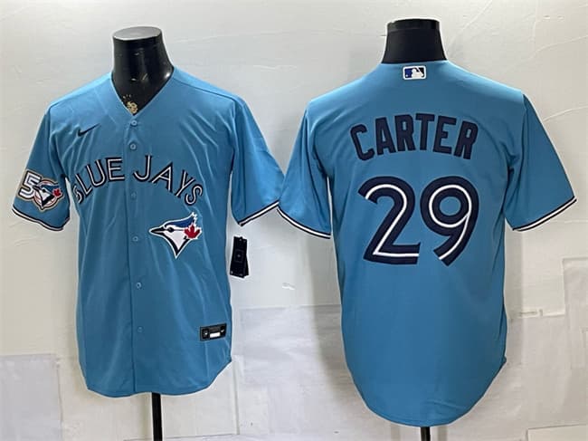 Toronto Blue Jays #29 Joe Carter Blue 50 Seasons Patch Stitched Baseball Jersey