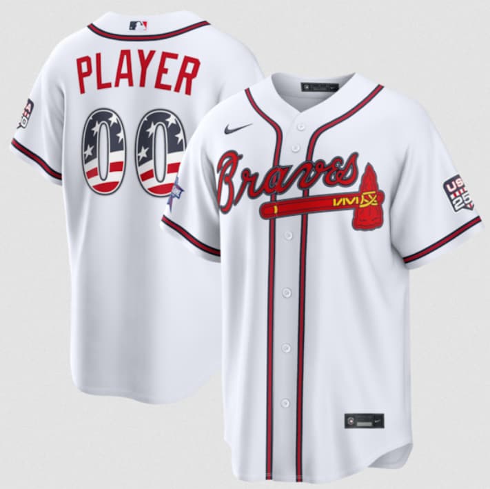 Atlanta Braves Active Player Custom White 2026 All-Star Edition Stars & Stripes & USA 250 Fourth of July Home Stadium Stitched Baseball Jersey