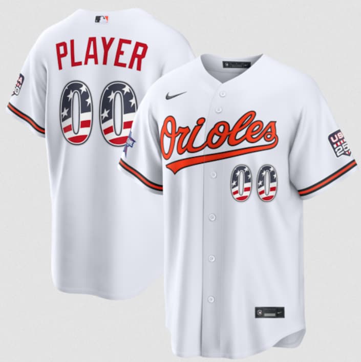 Baltimore Orioles Active Player Custom White 2026 All-Star Edition Stars & Stripes & USA 250 Fourth of July Home Stadium Stitched Baseball Jersey