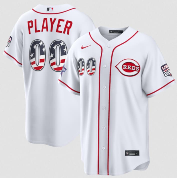 Cincinnati Reds Active Player Custom White 2026 All-Star Edition Stars & Stripes & USA 250 Fourth of July Home Stadium Stitched Baseball Jersey