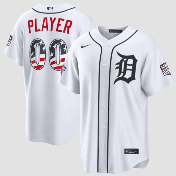 Detroit Tigers ACTIVE PLAYER Custom White 2026 All-Star Edition Stars & Stripes & USA 250 Fourth of July Home Stadium Stitched Baseball Jersey Detroit Tigers ACTIVE PLAYER Custom White 2026 All-Star Edition Stars & Stripes & USA 250 Fourth of July Home Stadium Stitched Baseball Jersey