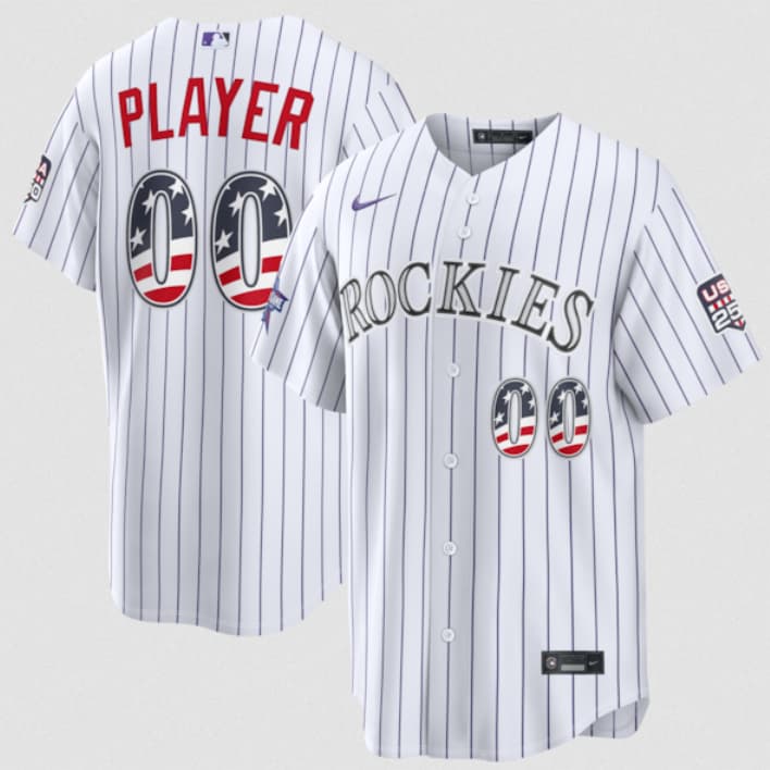 Colorado Rockies Active Player Custom White 2026 All-Star Edition Stars & Stripes & USA 250 Fourth of July Home Stadium Stitched Baseball Jersey