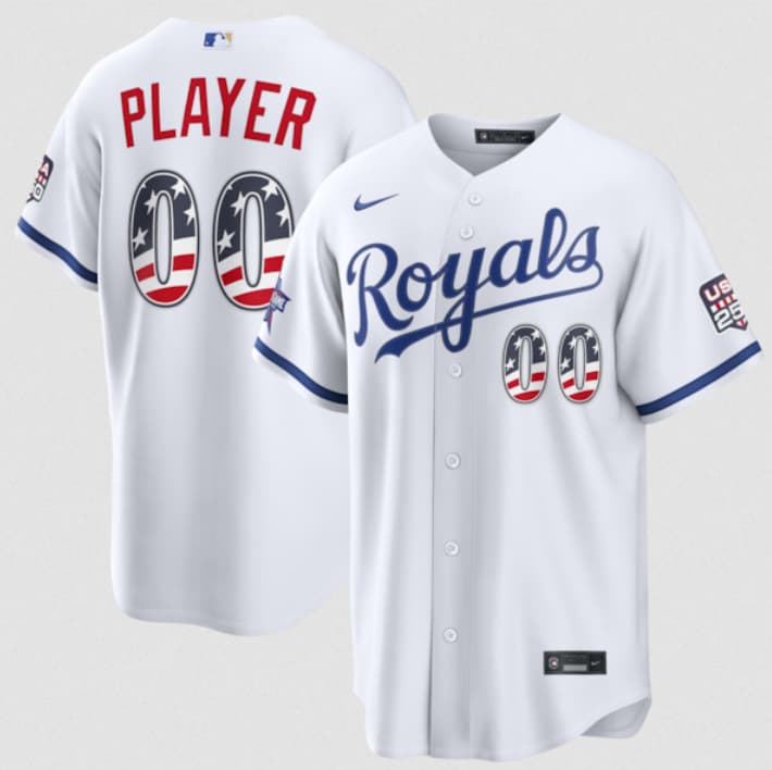 Kansas City Royals Active Player Custom White 2026 All-Star Edition Stars & Stripes & USA 250 Fourth of July Home Stadium Stitched Baseball Jersey Kansas City Royals Active Player Custom White 2026 All-Star Edition Stars & Stripes & USA 250 Fourth of July Home Stadium Stitched Baseball Jersey