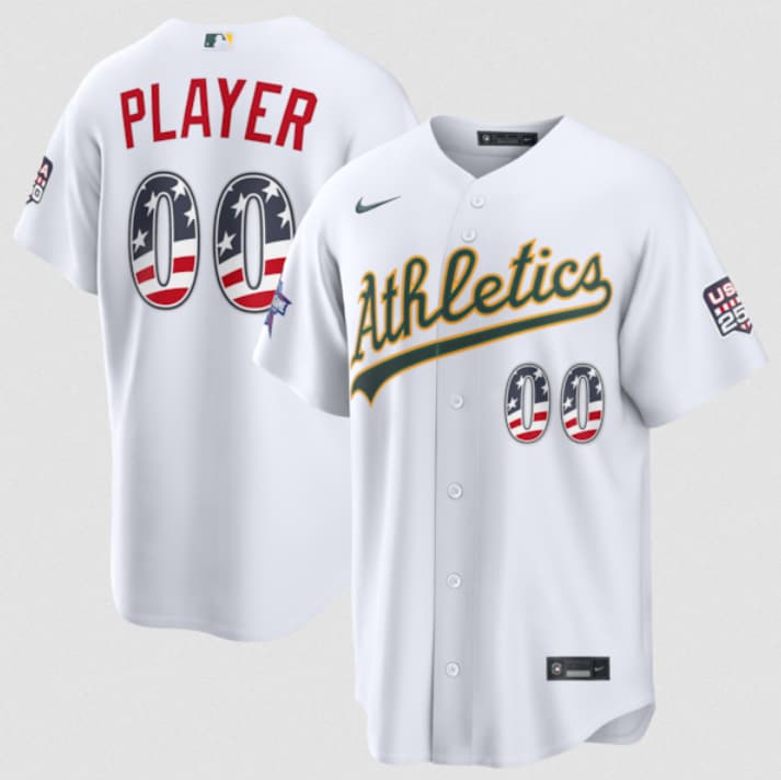 Oakland Athletics Active Player Custom ACTIVE PLAYER Custom White 2026 All-Star Edition Stars & Stripes & USA 250 Fourth of July Home Stadium Stitched Baseball Jersey Oakland Athletics Active Player Custom ACTIVE PLAYER Custom White 2026 All-Star Edition Stars & Stripes & USA 250 Fourth of July Home Stadium Stitched Baseball Jersey