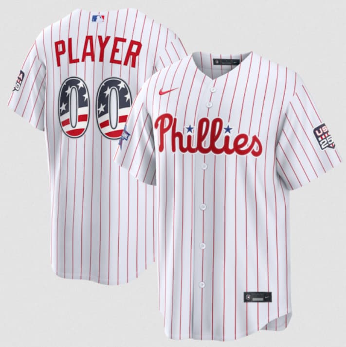 Philadelphia Phillies Active Player Custom White 2026 All-Star Edition Stars & Stripes & USA 250 Fourth of July Home Stadium Stitched Baseball Jersey Philadelphia Phillies Active Player Custom White 2026 All-Star Edition Stars & Stripes & USA 250 Fourth of July Home Stadium Stitched Baseball Jersey