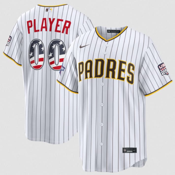San Diego Padres Active Player Custom White 2026 All-Star Edition Stars & Stripes & USA 250 Fourth of July Home Stadium Stitched Baseball Jersey San Diego Padres Active Player Custom White 2026 All-Star Edition Stars & Stripes & USA 250 Fourth of July Home Stadium Stitched Baseball Jersey