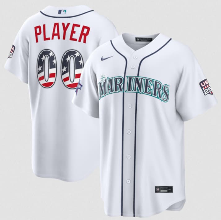 Seattle Mariners Active Player Custom White 2026 All-Star Edition Stars & Stripes & USA 250 Fourth of July Home Stadium Stitched Baseball Jersey Seattle Mariners Active Player Custom White 2026 All-Star Edition Stars & Stripes & USA 250 Fourth of July Home Stadium Stitched Baseball Jersey