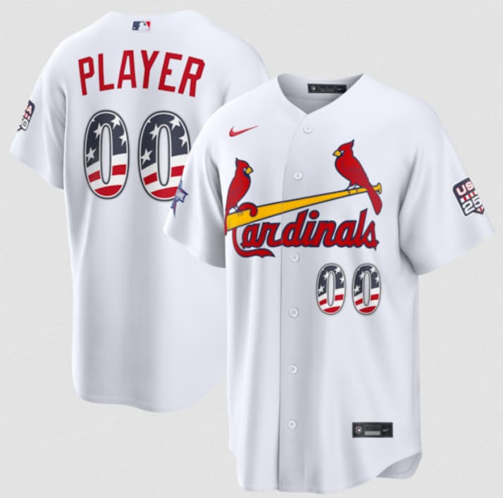 St. Louis Cardinals Active Player Custom White 2026 All-Star Edition Stars & Stripes & USA 250 Fourth of July Home Stadium Stitched Baseball Jersey St. Louis Cardinals Active Player Custom White 2026 All-Star Edition Stars & Stripes & USA 250 Fourth of July Home Stadium Stitched Baseball Jersey