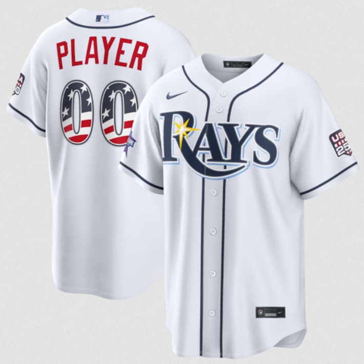 Tampa Bay Rays Active Player Custom White 2026 All-Star Edition Stars & Stripes & USA 250 Fourth of July Home Stadium Stitched Baseball Jersey Tampa Bay Rays Active Player Custom White 2026 All-Star Edition Stars & Stripes & USA 250 Fourth of July Home Stadium Stitched Baseball Jersey