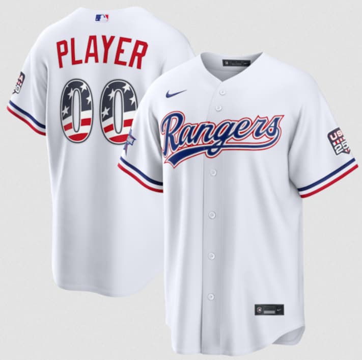 Texas Rangers Active Player Custom White 2026 All-Star Edition Stars & Stripes & USA 250 Fourth of July Home Stadium Stitched Baseball Jersey Texas Rangers Active Player Custom White 2026 All-Star Edition Stars & Stripes & USA 250 Fourth of July Home Stadium Stitched Baseball Jersey