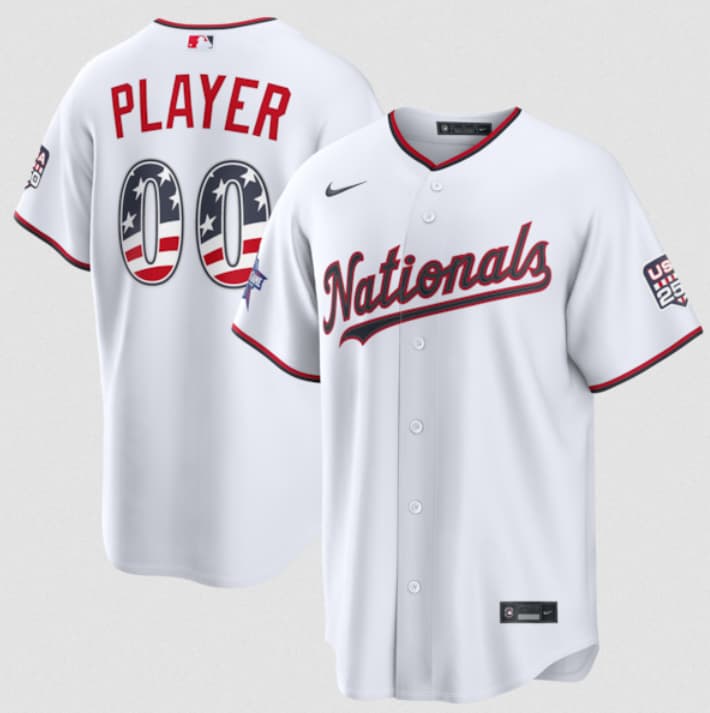Washington Nationals Active Player Custom White 2026 All-Star Edition Stars & Stripes & USA 250 Fourth of July Home Stadium Stitched Baseball Jersey Washington Nationals Active Player Custom White 2026 All-Star Edition Stars & Stripes & USA 250 Fourth of July Home Stadium Stitched Baseball Jersey