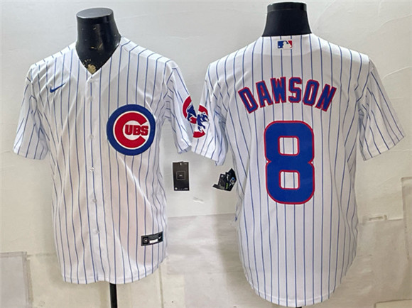 Chicago Cubs #8 Andre Dawson White Home Stitched Baseball Jersey