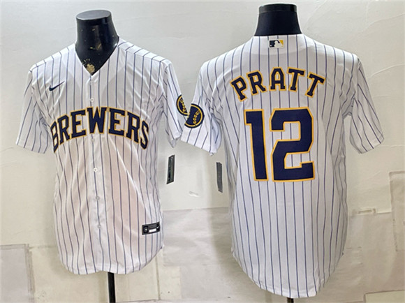 Milwaukee Brewers #12 Cooper Pratt White Stitched Baseball Jersey