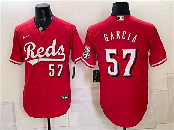 Cincinnati Reds #57 Julian Garcia Red Stitched Baseball Jersey Cincinnati Reds #57 Julian Garcia Red Stitched Baseball Jersey