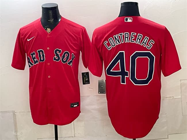 Boston Red Sox #40 Willson Contreras Red Cool Base Stitched Baseball Jersey