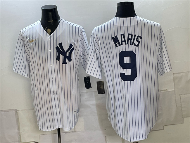 New York Yankees #9 Roger Maris White Home Cool Base Stitched Baseball Jersey