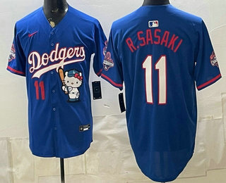 Los Angeles Dodgers #11 Roki Sasaki Blue Hello Kitty 2025 World Series Champions Limited Jersey Los Angeles Dodgers #11 Roki Sasaki Blue Hello Kitty 2025 World Series Champions Limited Jersey